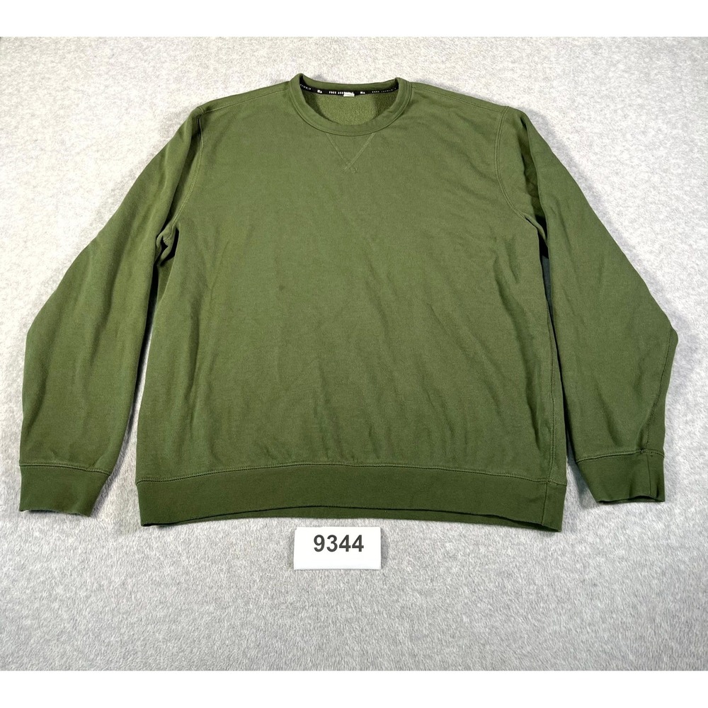Free Assembly Sweatshirt Men Large Green Fleece Cotton Crew Neck Pullover Casual